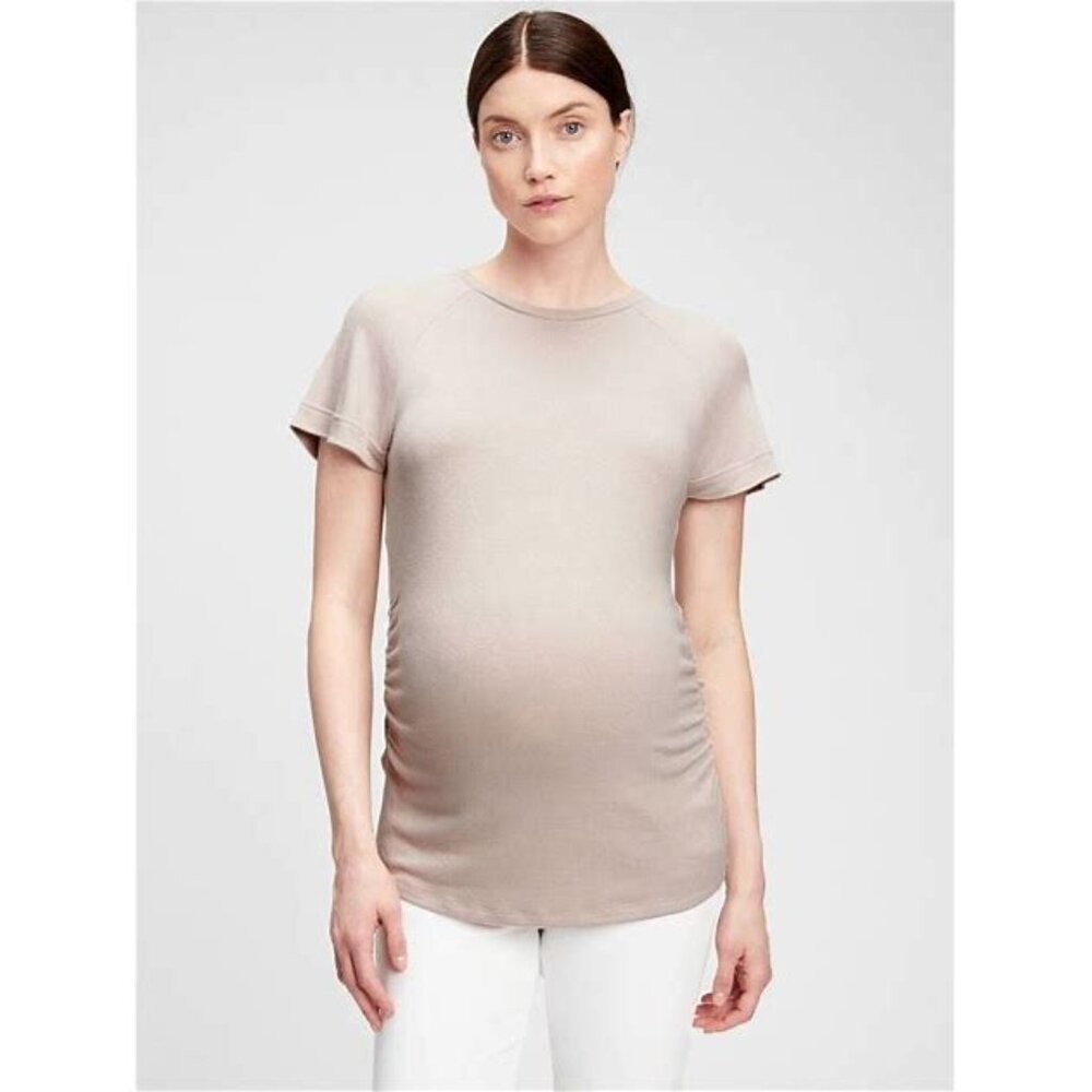 Gap Maternity Top Large Soft Spun Blush Color Raglan Sleeve Side Gathering